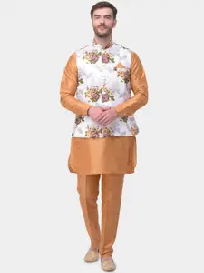 SG LEMAN Men Brown & Off-White Solid Kurta with Trouser