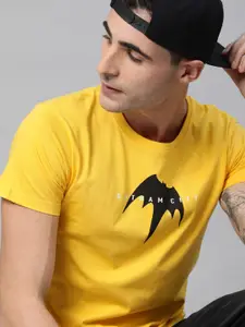 Kook N Keech Men Yellow Printed Round Neck T-shirt