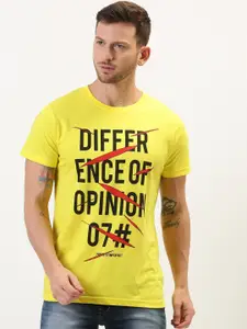 Difference of Opinion Men Yellow Printed Round Neck T-shirt