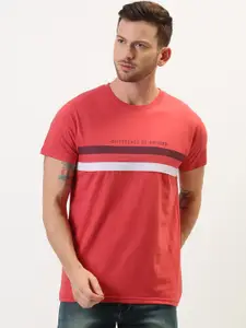 Difference of Opinion Men Red Striped Round Neck T-shirt