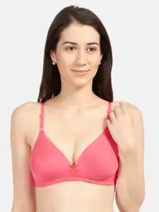 Sonari Coral Pink Solid Non-Wired Non Padded T-shirt Bra omaniacoral