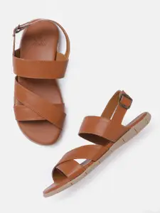 Arrow Men Tan Brown Solid Comfort Sandals