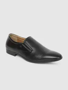 Arrow Men Black Textured ALBANY Leather Semi-Formal Shoes