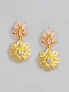 justpeachy Pink & Gold-Toned Gold Plated Contemporary Drop Earrings