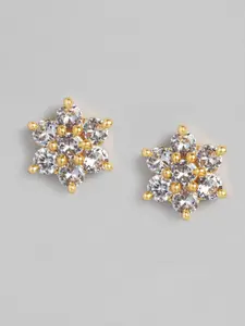 justpeachy Gold-Plated Cubic Zirconia Floral Studs
