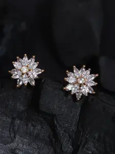 justpeachy Gold-Plated Cubic Zirconia Floral Studs