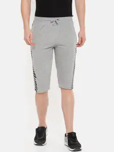 Dollar Men Grey Melange Printed Regular Fit Regular Shorts