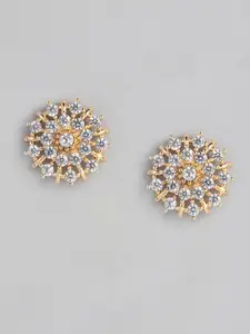 justpeachy Gold-Toned & White Cubic Zirconia Circular Studs
