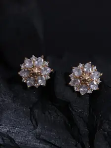 justpeachy Gold-Toned Floral Cubic Zirconia Studs