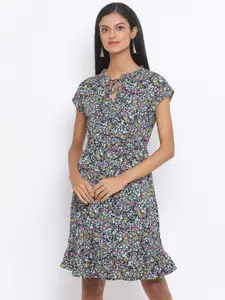 Oxolloxo Women Multicoloured Floral Print A-Line Dress