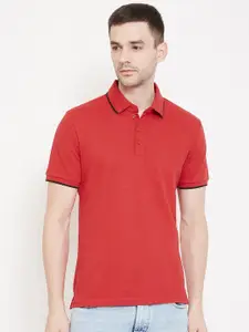 GRITSTONES Men Red Solid Polo Collar T-shirt