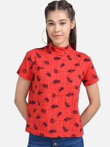 Kotty Women Red Printed Pure Cotton Top