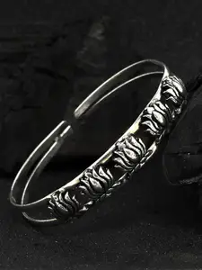 Priyaasi German Silver Silver-Plated Oxidised Cuff Bracelet