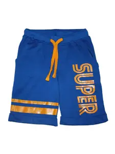 KiddoPanti Boys Blue & Orange Printed Regular Shorts