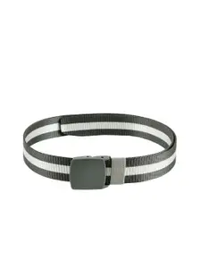 WINSOME DEAL WINSOME DEAL Men Grey & White Textured Canvas Belt