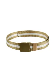 WINSOME DEAL Men Gold-Toned & White Striped Belt