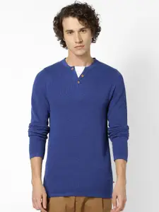 Celio Men Blue Solid Pullover Sweater