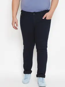 Instafab Plus Size Men Navy Blue Mid-Rise Clean Look Jeans