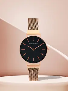 JOKER & WITCH Women Black & Rose Gold Analogue Watch AMWW385