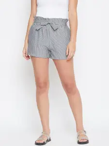 Camey Women Grey Striped Regular Fit Shorts