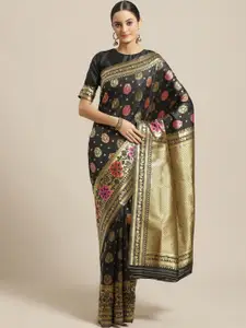 Saree mall Black & Golden Woven Design Banarasi Saree