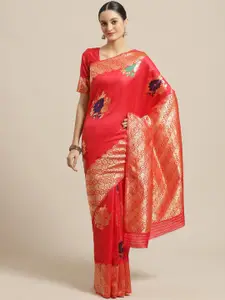 Saree mall Red & Golden Woven Design Banarasi Saree