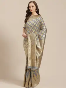 Saree mall Grey & Golden Woven Design Banarasi Saree