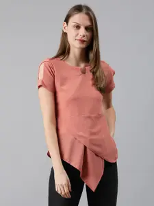 MIMOSA Women Pink Solid A-Line Layered Top