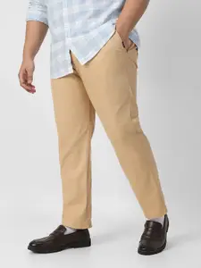 Urbano Plus Men Beige & Beige Regular Fit Solid Chinos