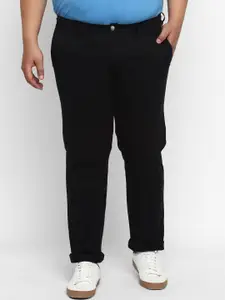 Urbano Plus Men Black Solid Regular Trousers
