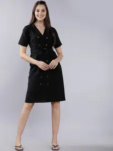 CHIC BY TOKYO TALKIES Women Black Solid Shirt Dress