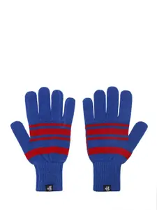 Roadster Men Blue & Red Striped Acrylic Gloves