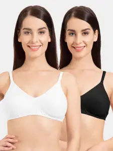 Tweens Solid Pack of 2 Non-Wired Non-Padded T-Shirt Bras TW-9285-WH-2PC-BLK-30B