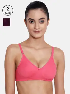 ABELINO  Pack of 2 Solid Non-Wired Non-Padded T-Shirt Bras