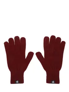 Roadster Women Maroon Solid Acrylic Hand Gloves