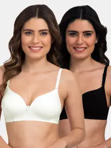 Tweens Pack of 2 Solid Non-Wired Heavily Padded T-shirt Bras TW-1570-OFFW-2PC-BLK-30B