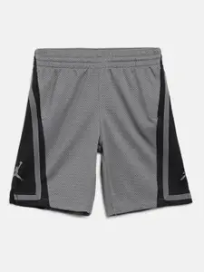 Jordan Boys Charcoal Grey & Black Colourblocked Franchise Sports Shorts