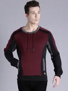 Kook N Keech Maroon & Black Colourblocked Sweatshirt