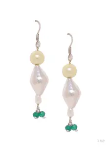 Silvermerc Designs White & Cream-coloured 925 Sterling Silver Beaded Drop Earrings