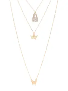 Jewels Galaxy Women Gold-Plated Stone-Studded Layered Necklace