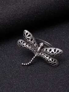PANASH Oxidised Silver-Plated Adjustable Finger Ring