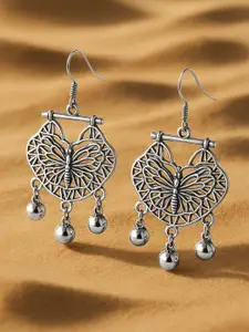 Rubans Silver-Toned Contemporary Drop Earrings
