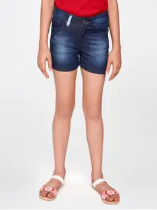 Global Desi Girls Blue Washed Skinny Fit Denim Shorts