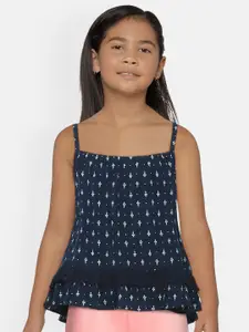 Global Desi Girls Blue Printed Regular Top