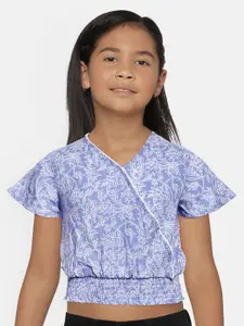 Global Desi Girls Blue Printed Top