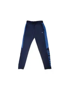 Dollar Boys Blue Printed Straight Fit Track Pant