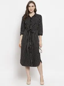Gipsy Women Black & White Striped Shirt Dress