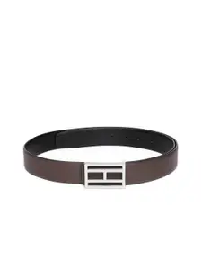 Tommy Hilfiger Men Brown & Black Solid Leather Reversible Belt
