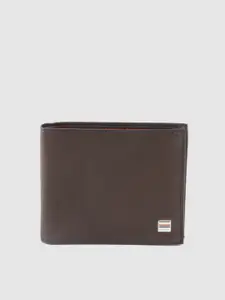 Tommy Hilfiger Men Coffee Brown Solid Leather Two Fold Wallet