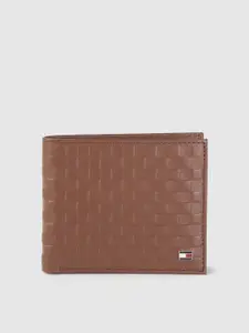 Tommy Hilfiger Men Brown Textured Leather Two Fold Wallet